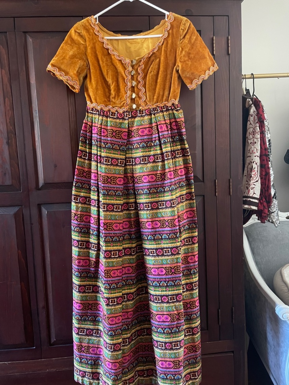 Velvet/cotton psychedelic dress.